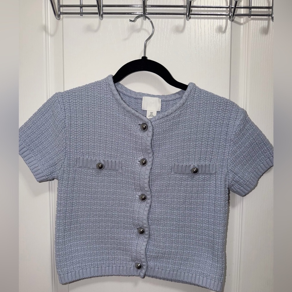 H&M Light Blue Short-Sleeve Knit Cardigan